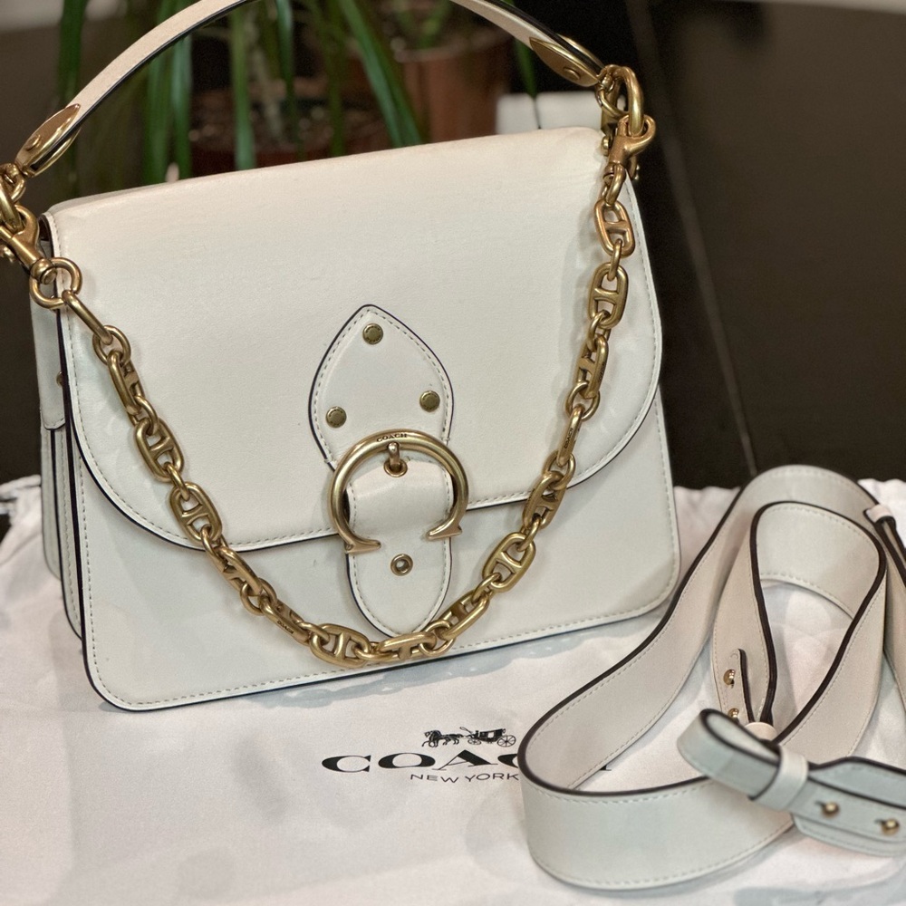 Coach Ivory Leather Top Handle w/two additional straps and dust bag. - Picture 2 of 14